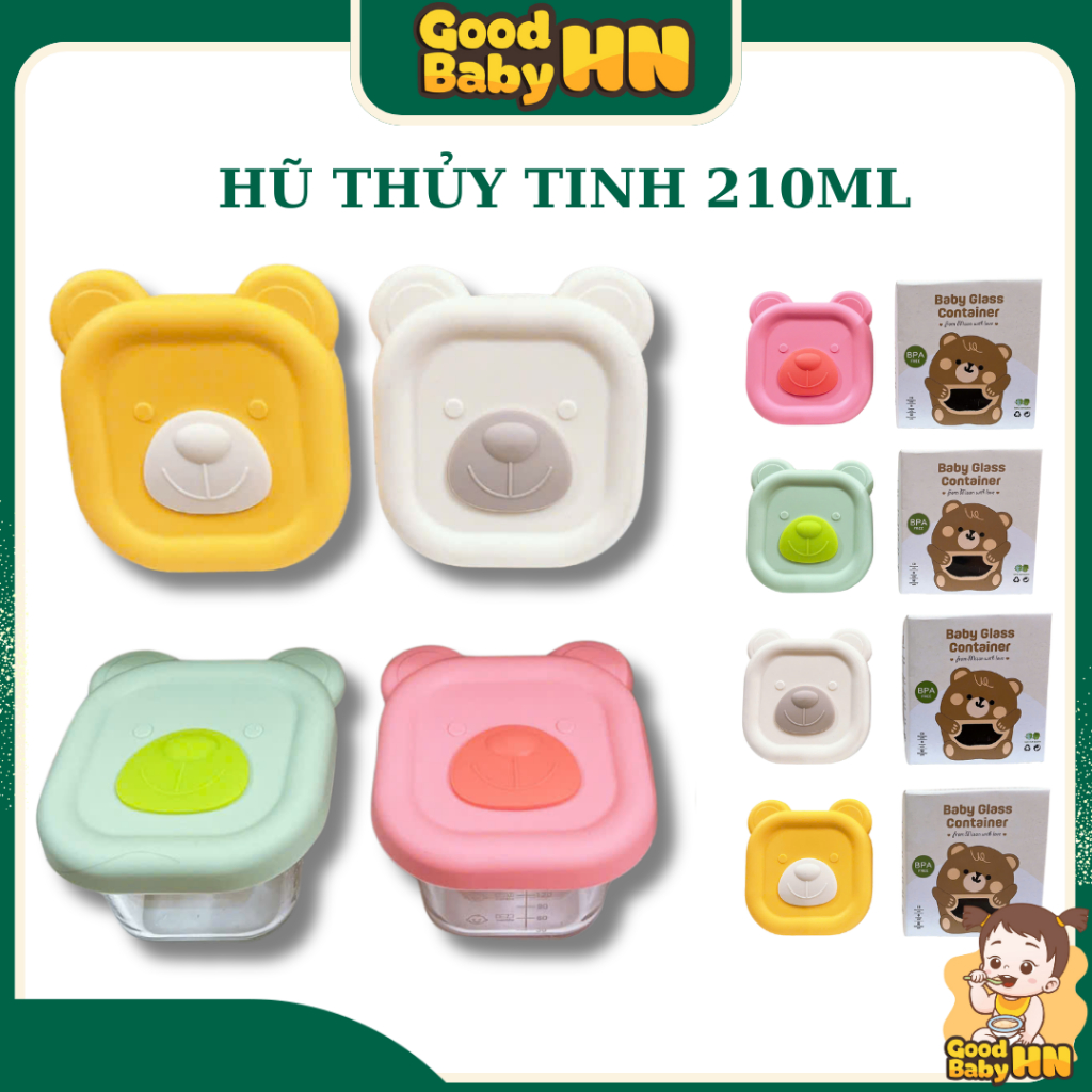 Hũ thủy tinh Hộp trữ thức ăn cho bé, Cốc nấu cháo bằng thủy tinh cho bé