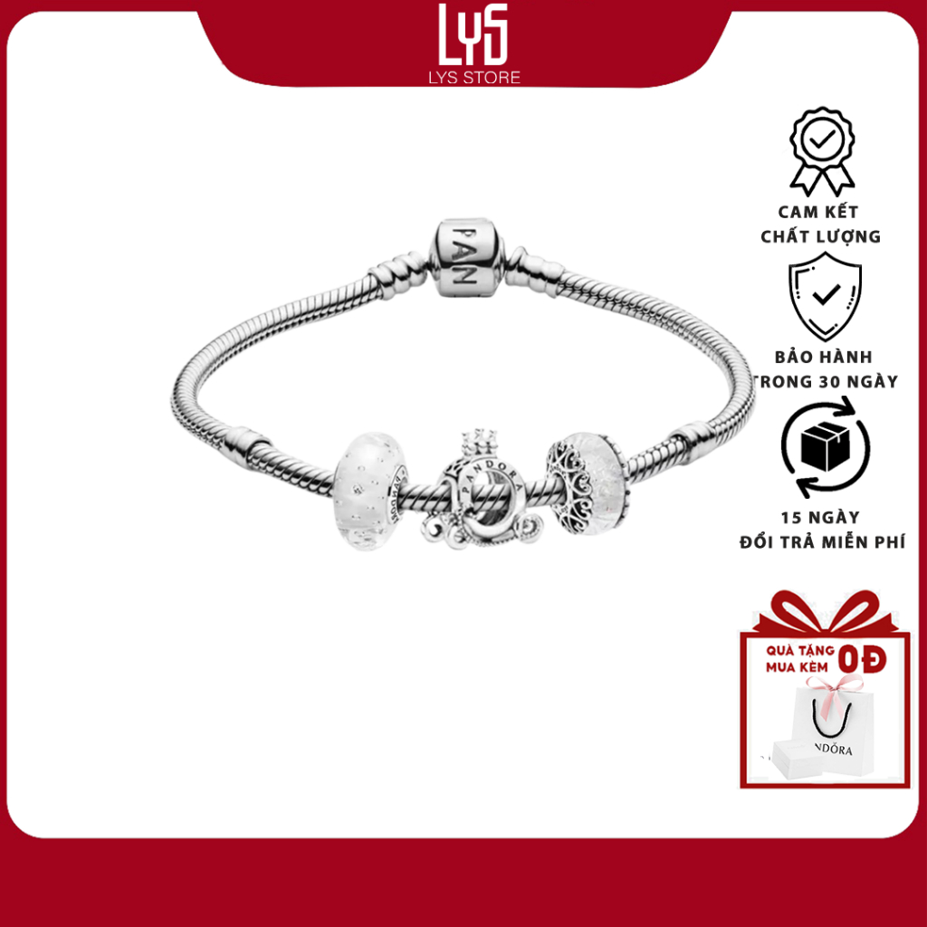 Vòng Tay bạc Lys Mix Charm Fullbox Bạc S925 - Vòng Phong Thủy Mệnh Kim 5004 - 1152,1153,1122