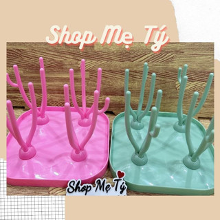 Khay úp bình sữa hình xương rồng, núm ti, treo ti giả cho bé