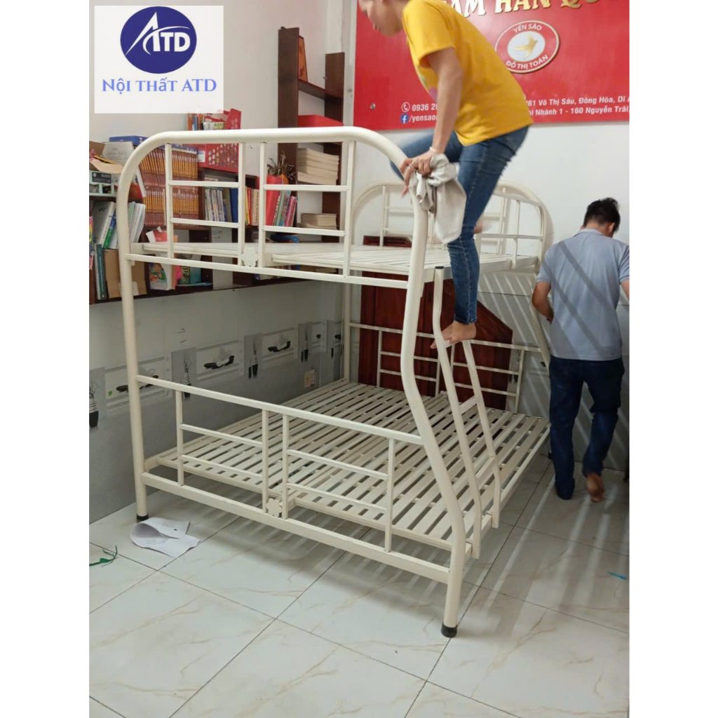 Giường đôi 2 tầng cho người lớn- giường tầng sắt giá rẻ 1m6 1m4 1m2 1m 80cm dài 2m lắp ráp