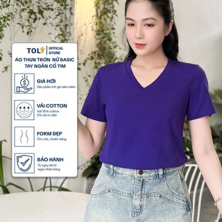 Áo thun trơn nữ cổ tim TOLI 16 màu Form vừa dáng suông, vải cotton 4 chiều mềm mịn - BSA25