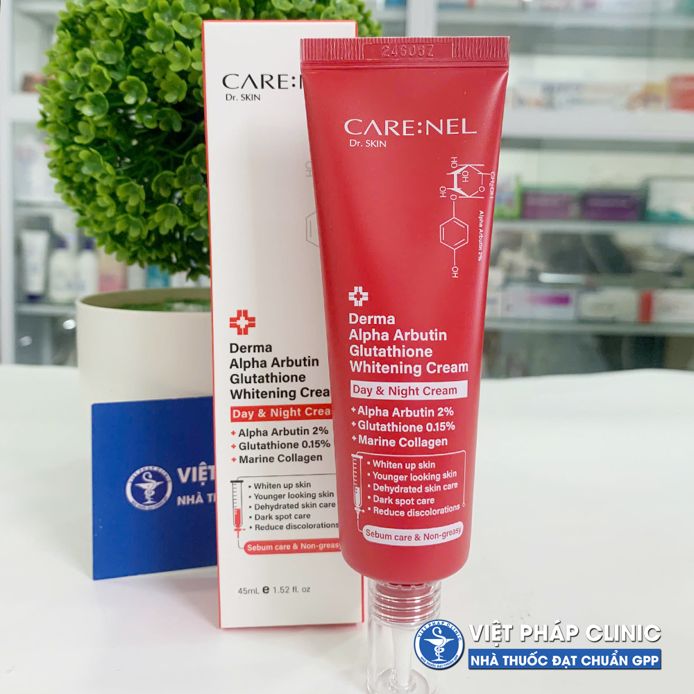 Kem dưỡng trắng CARE:NEL DERMA ALPHA ARBUTIN GLUTATHIONE WHITENING CREAM 45g