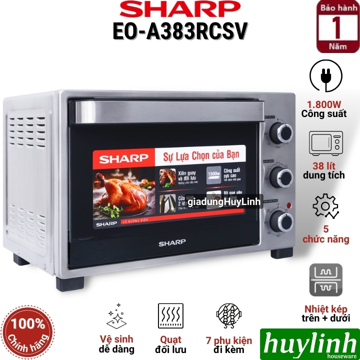 Lò nướng đối lưu Sharp EO-A383RCSV-ST - 38 lít - 5 chức năng [A384 - 12 chức năng]