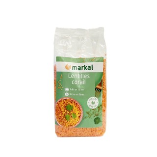 Đậu lăng đỏ cam san hô hữu cơ Markal 500g