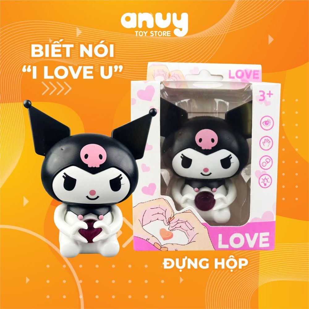 Kuromi i love you có đèn và biết nói có hộp + dây móc khóa, nhiều mẫu có cả cinnamoroll dùng làm quà