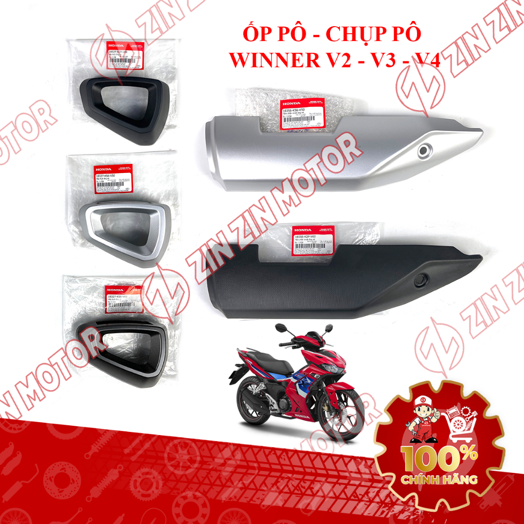 Chụp Đuôi Pô, Ốp Che Pô Winner X V2 V3 V4, RS 150 V3 Đen, Bạc 18327-K2P-V60, 18327-K56-V50, 18327-K56-V60, 18356-K2P-V60