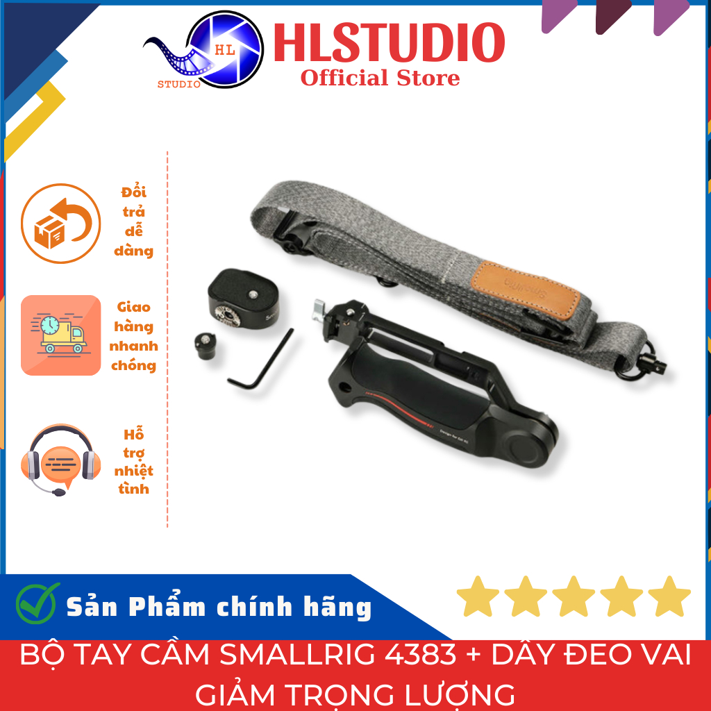 Tay Cầm SmallRig 4383 4383C Kèm Dây Đeo Vai Cho DJI RS2 RS3 RS3 Pro RS4 RS4 Pro 6Kg HL Studio