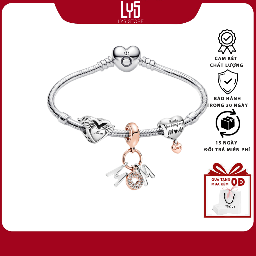 Vòng tay Bạc Lys mix sẵn - Bộ vòng tay charm dành tặng cho mẹ