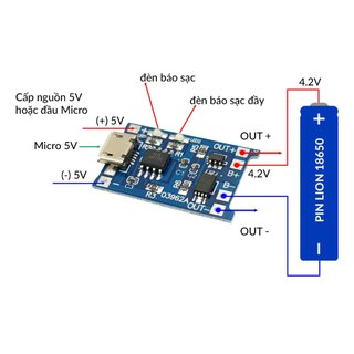 Mạch sạc pin TP4056 có IC bảo vệ cổng micro
