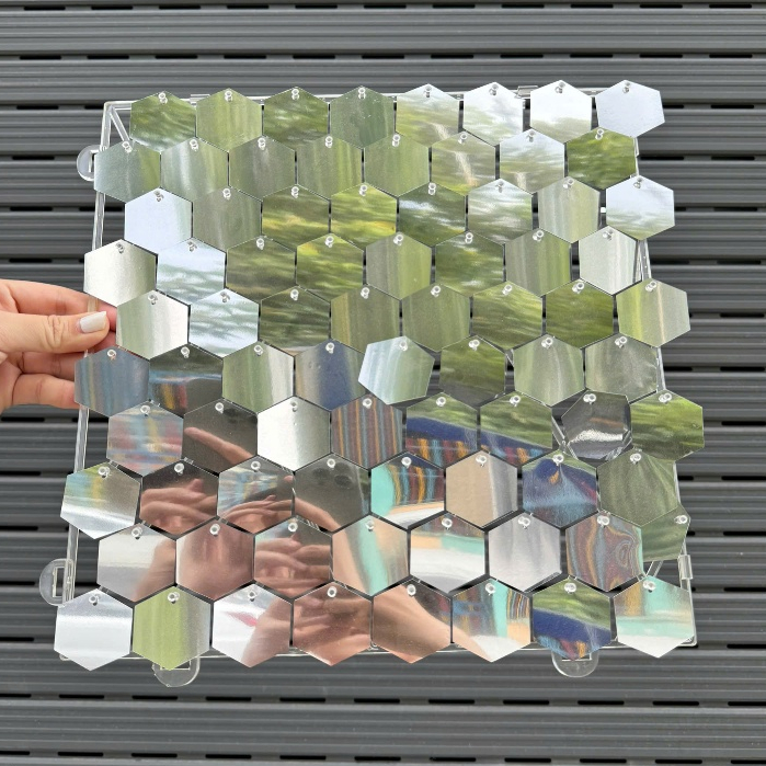 Thùng 88 Tấm Sequin Gió Hình Lục Giác Bạc, Sequin Trang Trí Backdrop Sinh Nhật, Sự Kiện