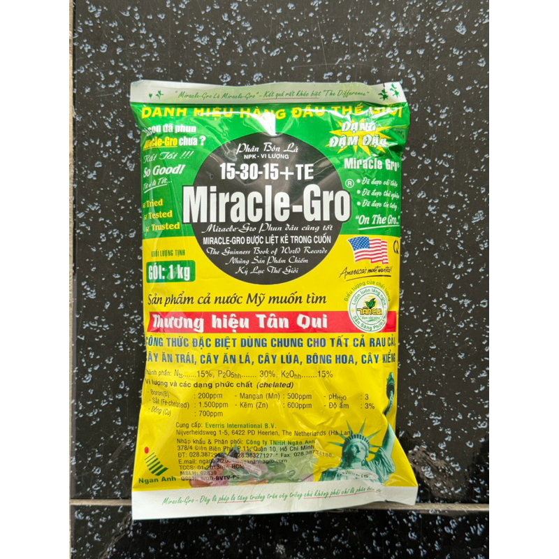 Phân bón lá Miracle-Gro 15-30-15 (gói 1kg)