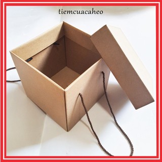 Chỉ Giao HỏaTốc Hộp carton nắp rời có quai xách hình hộp vuông 15, 20, 25, 28, 30, 38, 40cm đựng đồ dùng, hộp quà, vpp