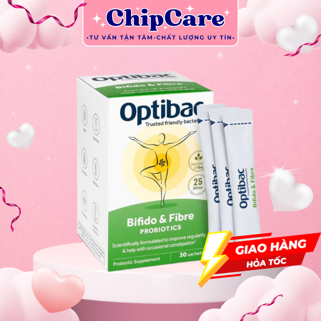 Men Vi Sinh Optibac Bifido Fibre Giảm Thiểu Táo Bón Hộp 30 Gói