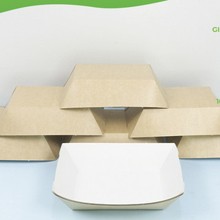 10 Khay giấy Kraft đựng thức ăn cá viên chiên, khoai tây, thức ăn nhanh dùng 1 lần