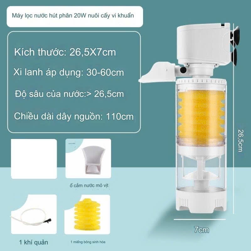 Máy lọc nước hút phân hút cặn bể cá thế hệ mới, đa chức năng, vừa lọc vừa hút cặn đáy bể hiệu quả