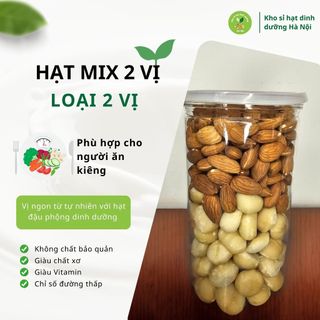 Hộp mix 2 hạt Macca + Hạnh Nhân sấy chín nguyên vị, hạt dinh dưỡng ăn liền tốt cho sức khỏe
