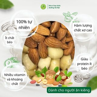 Hộp mix 2 hạt Macca + Hạnh Nhân sấy chín nguyên vị, hạt dinh dưỡng ăn liền tốt cho sức khỏe