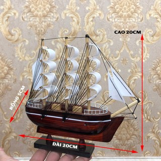 [Đã lắp ráp sẵn] Mô hình tàu thuyền gỗ trang trí - Tàu gỗ Belem Pháp - Chiều dài 20cm - 25cm - 32cm - Gỗ tự nhiên