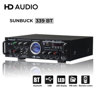 Amply Bluetooth Mini Sunbuck 339BT Amli Karaoke Nghe Nhạc 12V 220V Dùng Cho Gia Đình Và Trên Xe Oto Ampli 12V Cao Cấp 