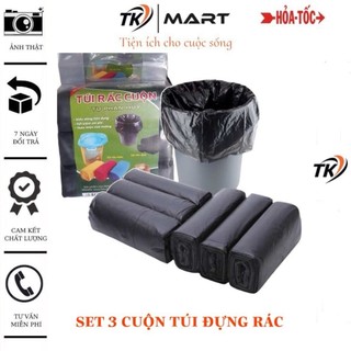 [320gram/bịch] Bịch 3 Cuộn túi đựng rác tự hủy sinh học, size trung (55x65cm) - tiện dụng, tiết kiệm