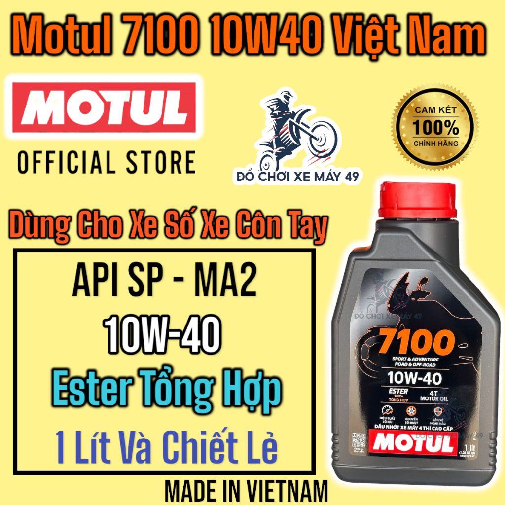 Dầu Nhớt Motul 7100 ( 10w40 ) Ester 100% Tổng Hợp Cấp nhớt SP  1 Lít Và chiết lẻ , Sản Xuất tại Việt Nam >>>>>