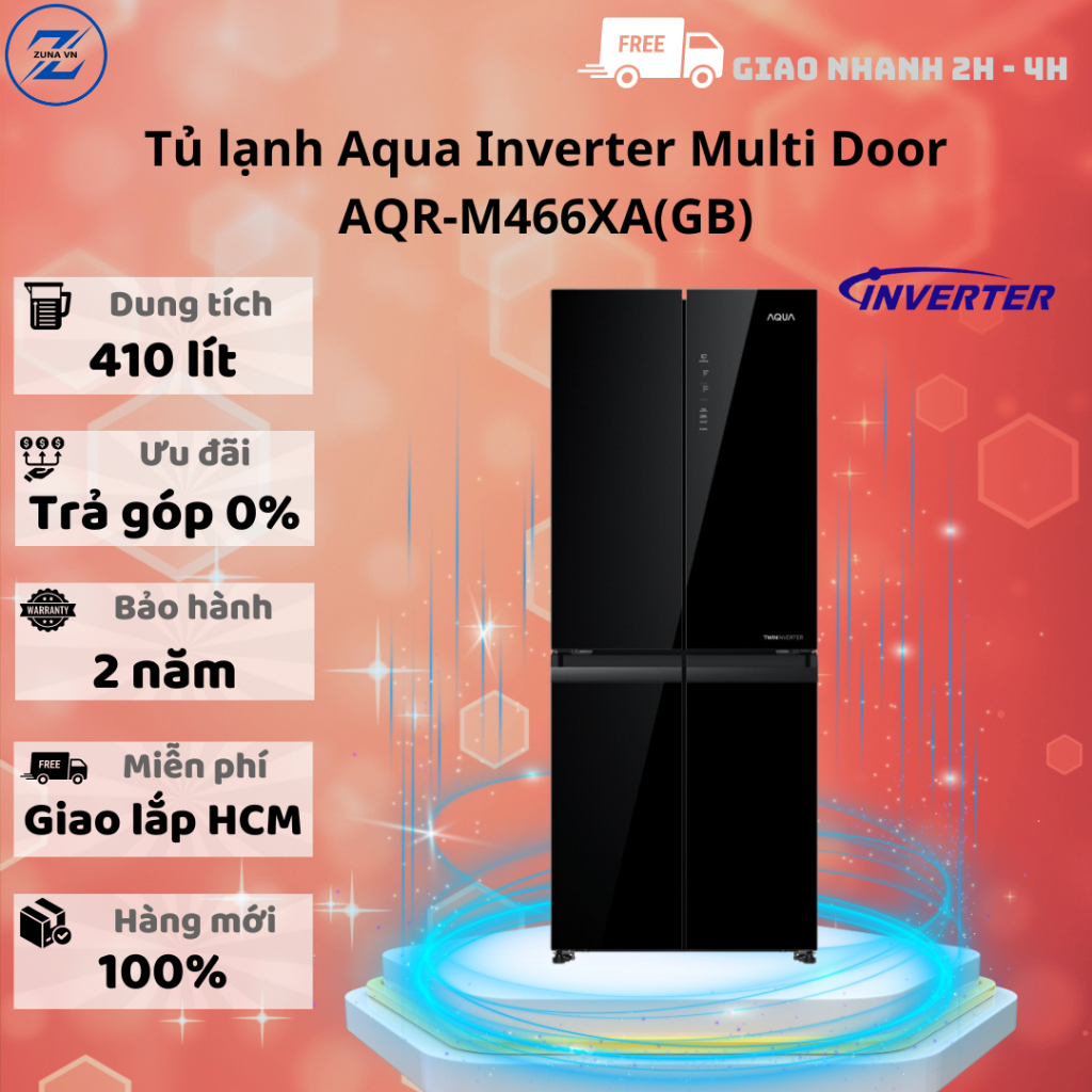 Tủ lạnh Multidoor Inverter Aqua 410L AQR-M466XA(GB) - Bảo hành 24 tháng