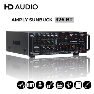 Amply Karaoke Bluetooth Sunbuck 326BT 220V 12V Công Suất 400W 4 Cổng Micro Hát Karaoke Siêu Đỉnh Âm Ly Trên Xe Hơi 
