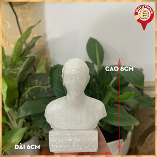 Tượng đá trang trí tượng bán thân Bác Hồ trang trí bàn làm việc - Cao 8cm - đá trắng non nước