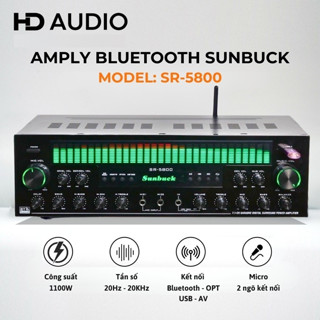 Amply Karaoke Bluetooth Sunbuck 7.1 SR-5800, Công Suất Lớn 1100W, Âm Ly Gia Đình 7 Kênh, 8 Sò, Chất Âm Hay, Bass Khỏe