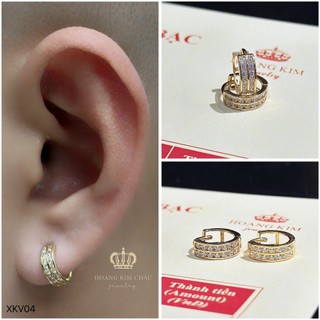 Bông tai bạc xi vàng 18K Hoàng Minh Châu Jewelry(XKV04 )nam nữ-khuyên tai tròn bạc S950 XI VÀNG 18K