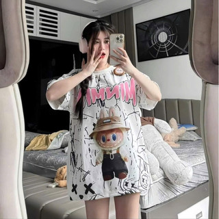 Áo Thun Tay Lỡ Cotton Khô Labubu Minmin Unisex Oversize