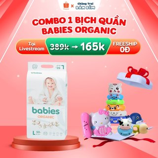  Tã Bỉm Quần Babies Organic size M54/L50/XL46/XXL40/XXXL38 thấm hút 1300ml, tinh chất lô hội chống hăm