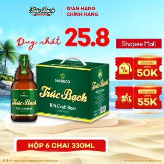 HỎA TỐC HÀ NỘI - Hộp 6 chai bia Trúc Bạch IPA Craft - HABECO (330ml/chai)