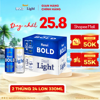 Combo 2 thùng 24 lon bia hanoi bold & light – habeco