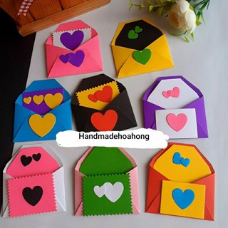 1 Phong thư ( Chưa dán ) / Bao thư / bưu thiếp xinh xắn, làm bằng giấy màu  8 x 7.1cm - giấy thủ công loại 180grsm