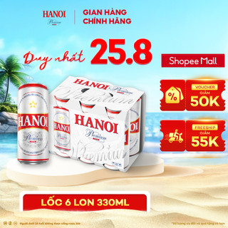 Hỏa tốc hà nội - lốc 6 lon bia hanoi premium - habeco
