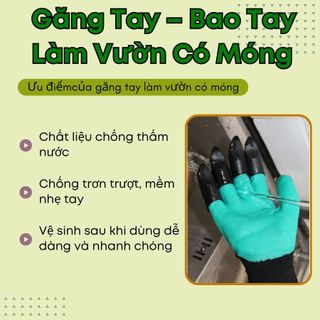 Bao tay có móng nhựa làm vườn (Garden Genie Gloves), bảo vệ ngón tay và bàn tay - Green City
