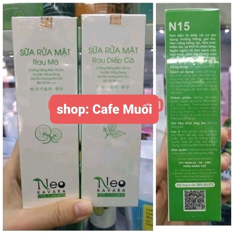 SỮA RỬA MẶT  SÁNG DA TỪ RAU DIẾP CÁ & RAU MÁ Neo Kavara collagen
