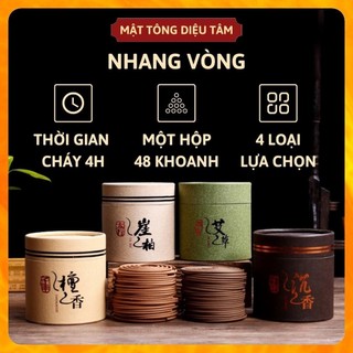 Hương vòng nhỏ không hóa chất tặng trụ cắm hương hộp 48 khoanh nhang vòng mật tông thờ cúng