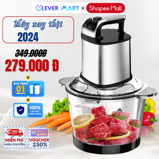 Máy Xay Thịt Đa Năng 2024 Công Suất Lớn 300W, Cối Thủy Tinh Kèm 4 Lưỡi Dao Siêu Sắc Bén, 3 Nấc Điều Chỉnh