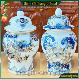  Chóe thờ họa tiết rồng sen phú quý vẽ vàng 24k chóe thờ vẽ vàng Bát Tràng cao cấp 