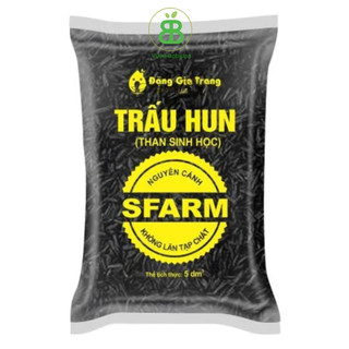 Trấu Hun Nguyên Hạt  Sfarm Túi 5Dm3 - Giá thể trộn đất - giúp đất tơi xốp, thoát nước tốt