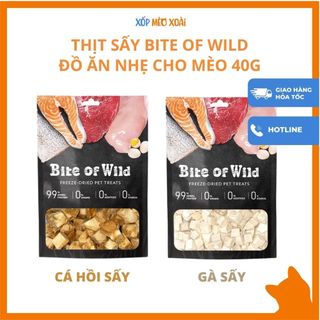 Thịt tươi sấy khô cho mèo bite of wild - đồ ăn nhẹ cao cấp, dành cho mèo mọi lứa tuổi - vị gà, cá hồi