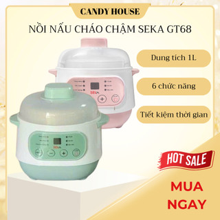 Nồi nấu cháo chậm cho bé ăn dặm Seka GT68 dung tích 1L hầm cháo, kho cá chậm, hầm cách thủy, Ninh Cháo Cho Bé