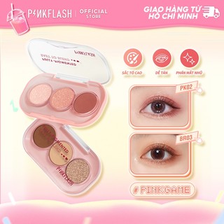 Bảng phấn mắt PINKFLASH 3 màu lấp lánh chống nước lâu trôi 60g