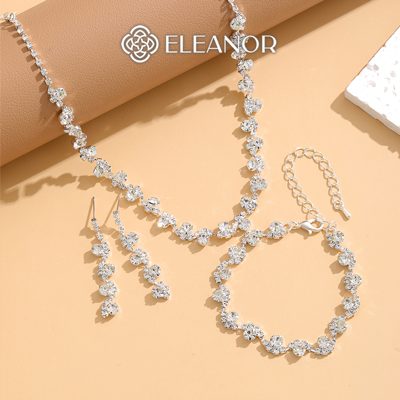 Bông tai dây chuyền lắc tay nữ Eleanor Accessories bộ trang sức đính đá phụ kiện trang sức 4802