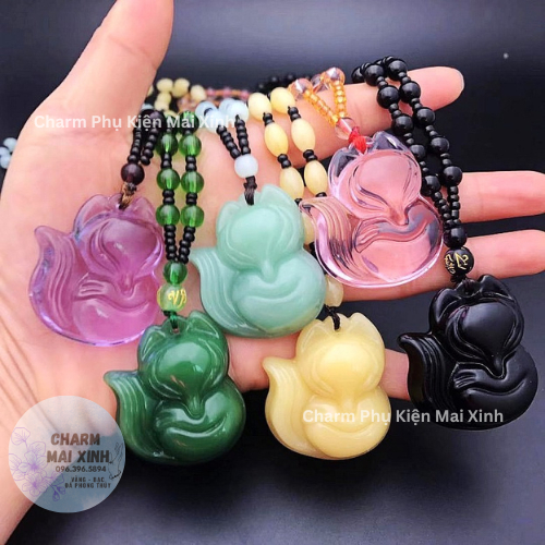Chuỗi Vòng Cổ Đá Thủy Tinh - Mặt Hồ Ly Đá BaBy - 8 Màu Sắc - Vòng Phong Thủy - Phụ Kiện Thời Trang May Mắn Nam, Nữ