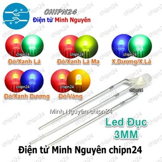 Led 2 màu 3 chân 3mm đục -