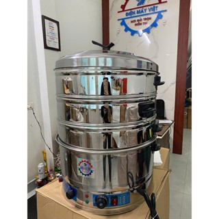 Nồi hấp bánh bao,xôi, flan, giò,hải sản,size52cm 3 tầng chạy điện(có cảnh báo chống cháy hết nước)