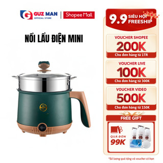 Nồi lẩu điện mini đa năng METIS nồi điện đa năng nướng luộc nấu mì  2 tầng kèm giá hấp dung tích 1.8L chống dính